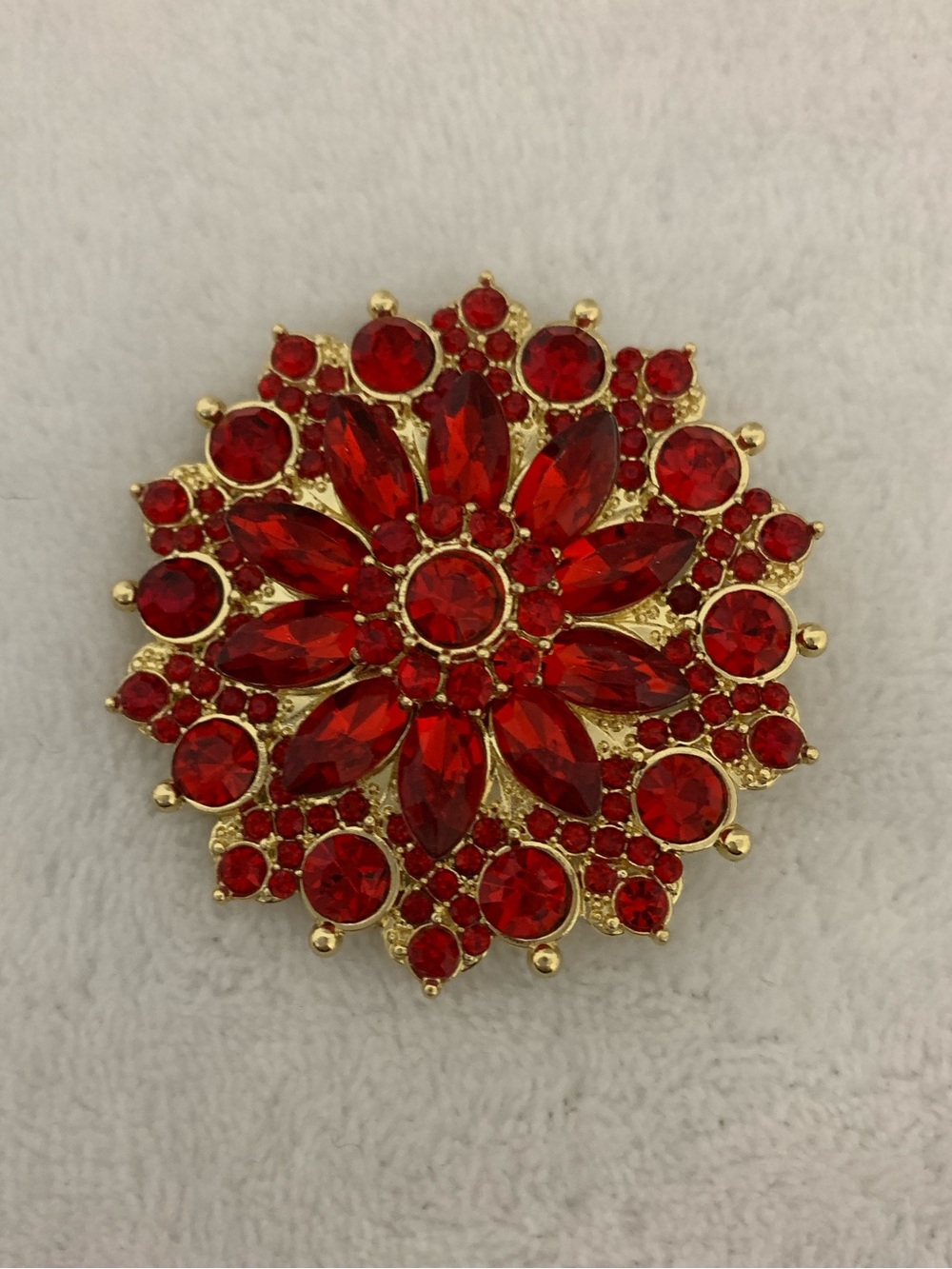 Red Floral Brooch